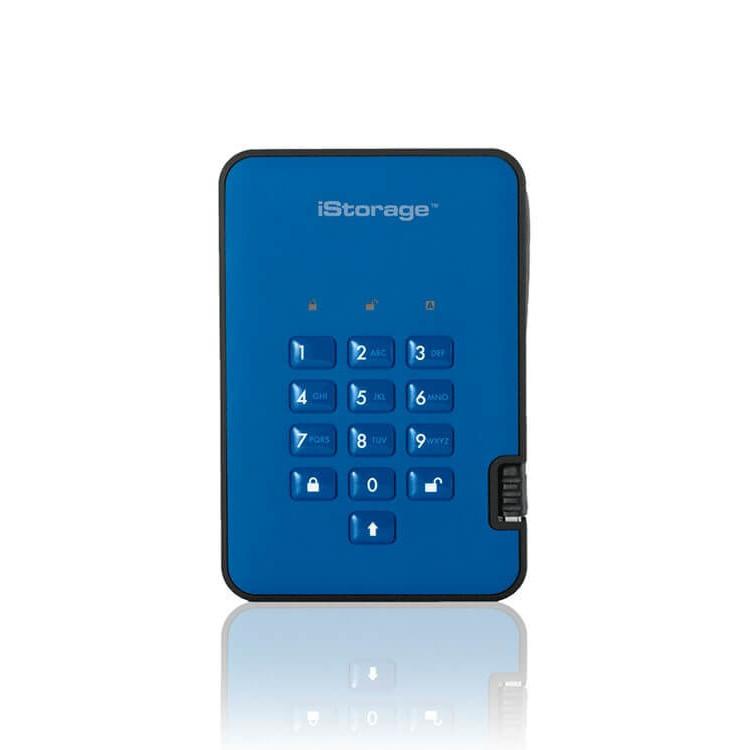 iStorage diskAshur 2 SSD 1 ТB USB 3.1 Encrypted Portable SSD Blue (IS-DA2-256-SSD-1000-BE) - зображення 1