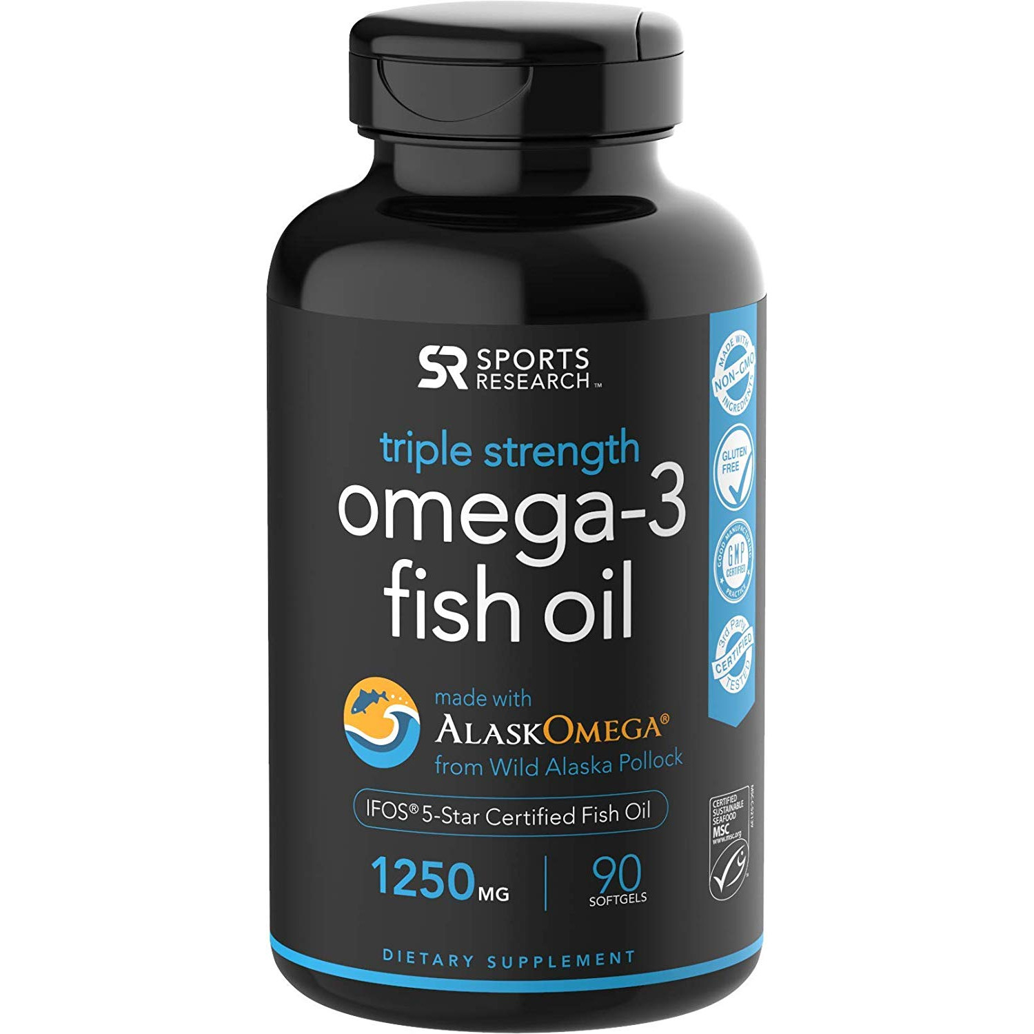Sports Research Triple Strength Omega-3 Fish Oil 1250 mg 90 caps - зображення 1