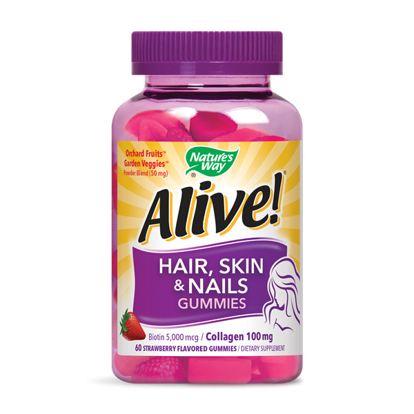 Nature's Way Alive! Hair, Skin & Nails Gummies 60 tabs Strawberry - зображення 1