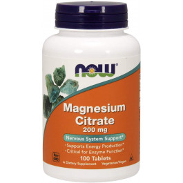 Now Magnesium Citrate 200 mg 100 tabs