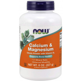 Now Calcium & Magnesium Citrate Powder with Vitamin D3 227 g /50 servings/ Pure