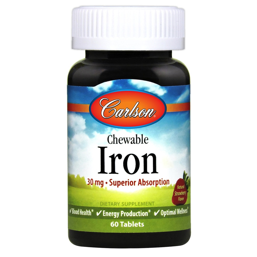 Carlson Labs Chewable Iron 30 mg 60 tabs Strawberry - зображення 1