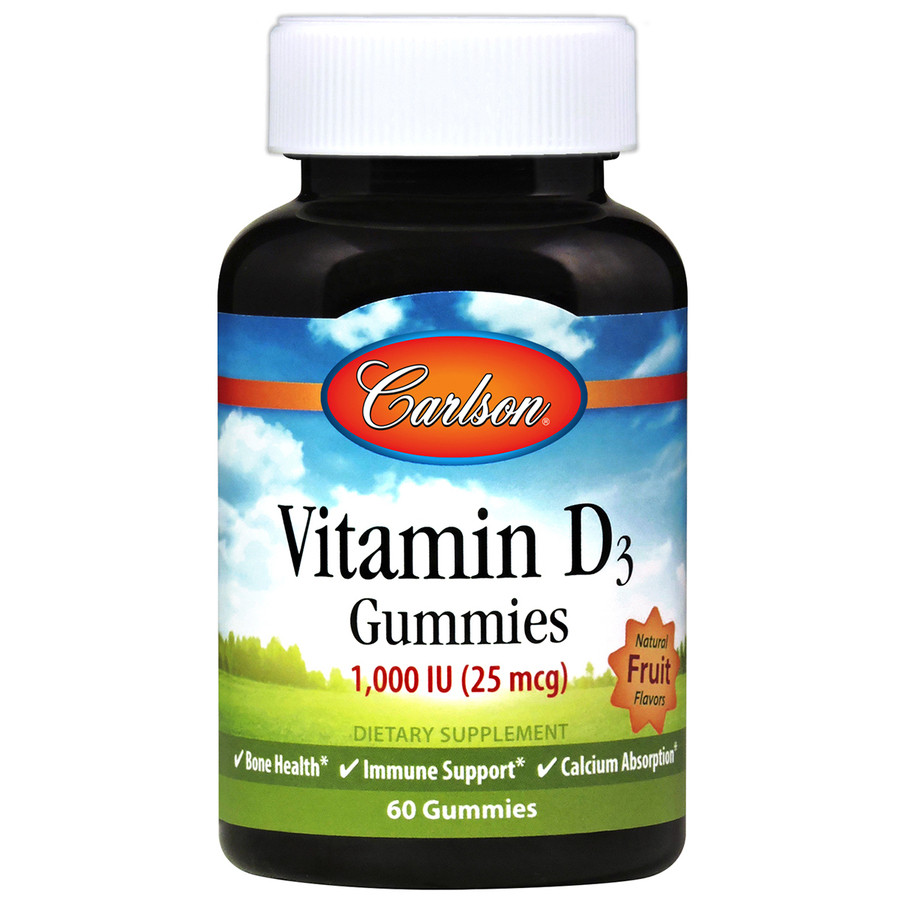 Carlson Labs Vitamin D3 Gummies 1,000 IU /25 mcg/ 60 tabs Natural Fruit - зображення 1