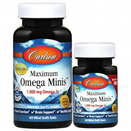 Carlson Labs Maximum Omega Minis 1,000 mg 80 caps /60+20 caps/ Lemon