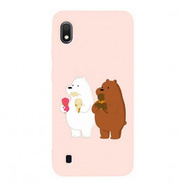   TOTO Matt TPU 2mm Print Case Samsung Galaxy A10 #66 Bear Icecreame Sand pink Picture