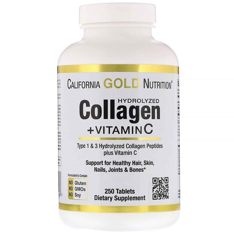 California Gold Nutrition Hydrolyzed Collagen+Vitamin C 250 tabs - зображення 1