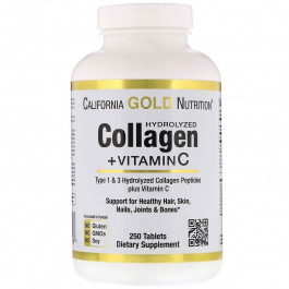 California Gold Nutrition Hydrolyzed Collagen+Vitamin C 250 tabs