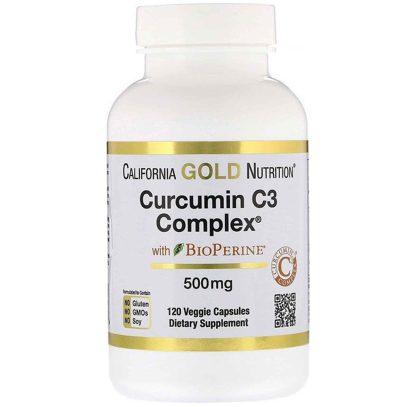 California Gold Nutrition Curcumin C3 Complex with BioPerine 500 mg 120 caps - зображення 1