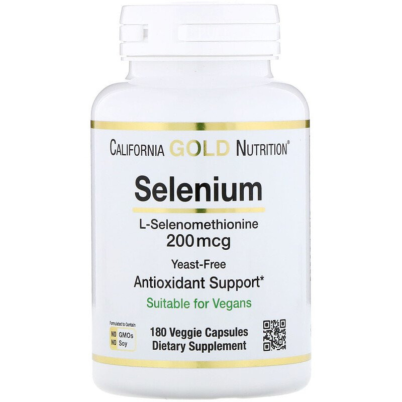 California Gold Nutrition Selenium Yeast Free 200 mcg 180 caps - зображення 1