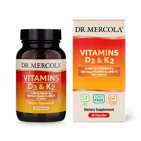 Dr. Mercola Vitamins D3 & K2 5000 IU/180 mcg 90 caps - зображення 1
