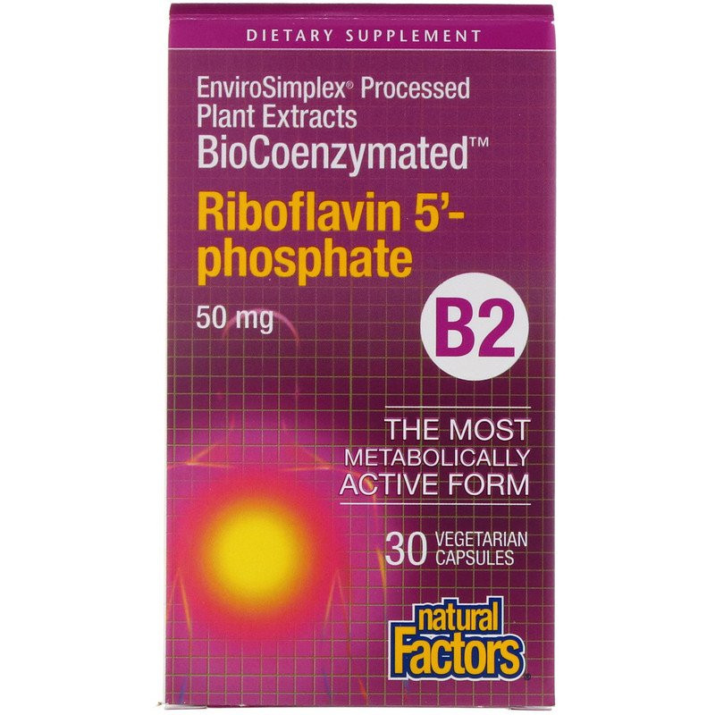 Natural Factors BioCoenzymated Riboflavina 5’- phosphate B2 50 mg 30 caps - зображення 1