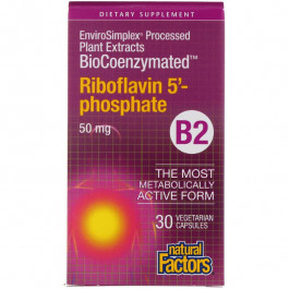 Natural Factors BioCoenzymated Riboflavina 5’- phosphate B2 50 mg 30 caps
