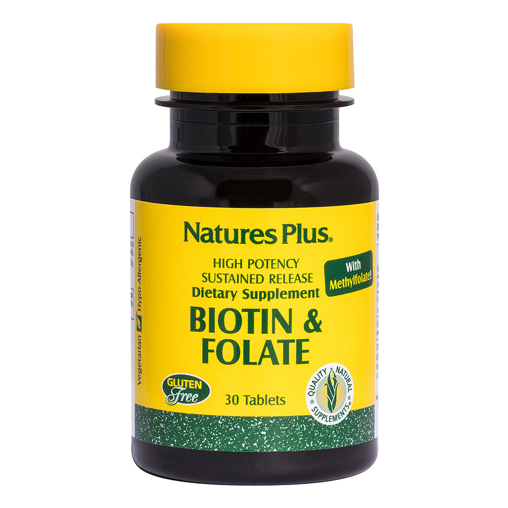 Nature's Plus Biotin amp Folic Acid 30 tabs - зображення 1