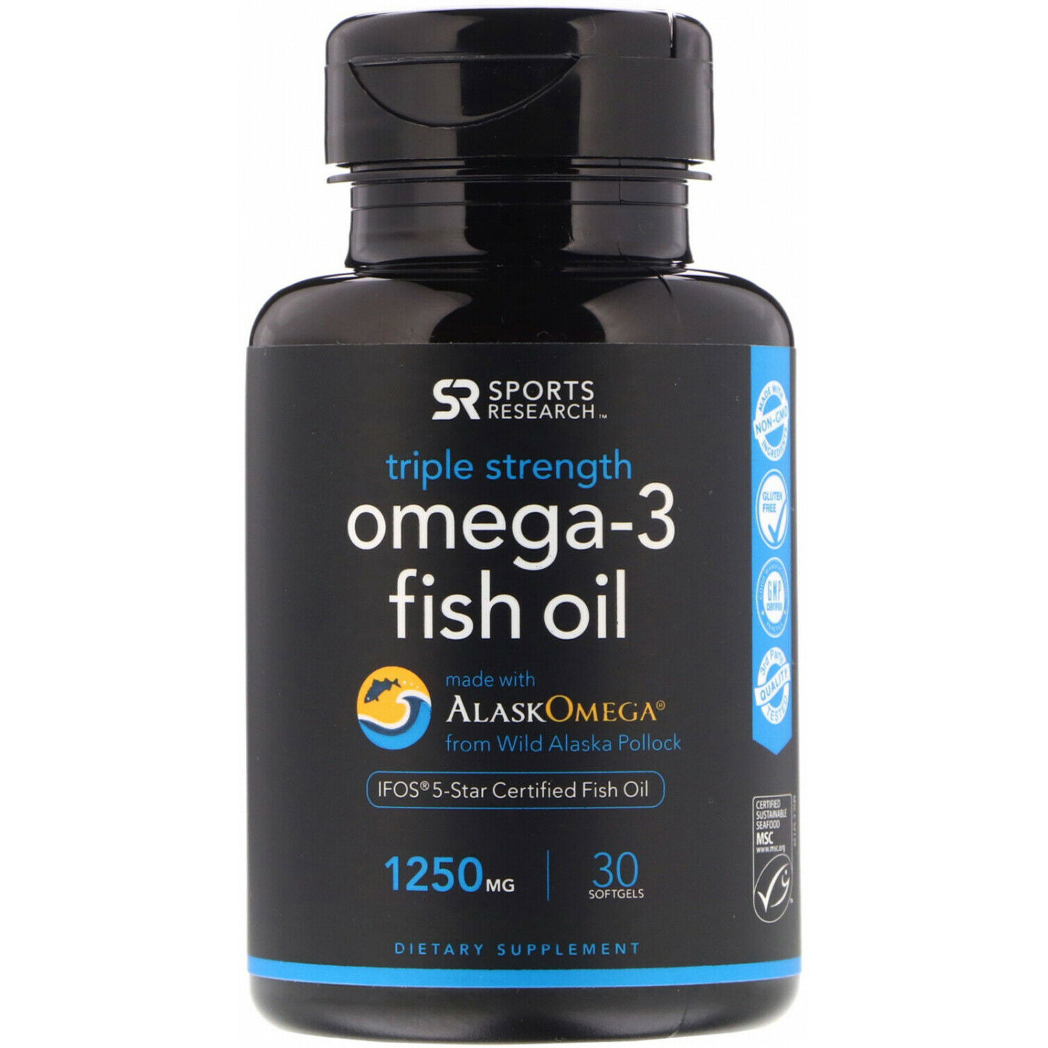 Sports Research Triple Strength Omega-3 Fish Oil 1250 mg 30 caps - зображення 1