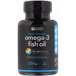 Sports Research Triple Strength Omega-3 Fish Oil 1250 mg 30 caps
