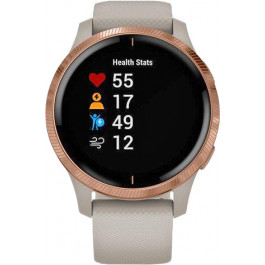 Garmin Venu Rose Gold Stainless Steel Bezel w. Light Sand and Silicone B. (010-02173-23/22/21)