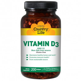   Country Life Vitamin D3 1,000 I.U. 200 caps