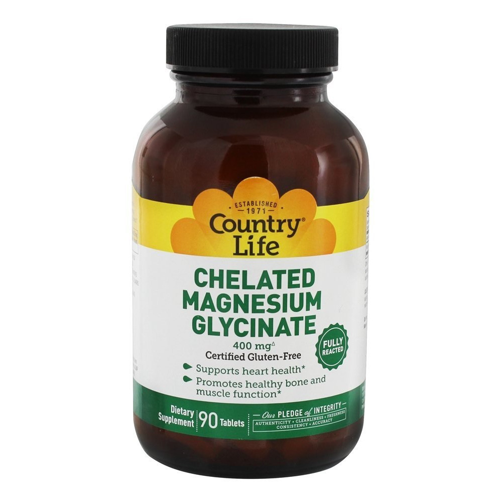 Country Life Chelated Magnesium Glycinate 400 mg 90 tabs - зображення 1