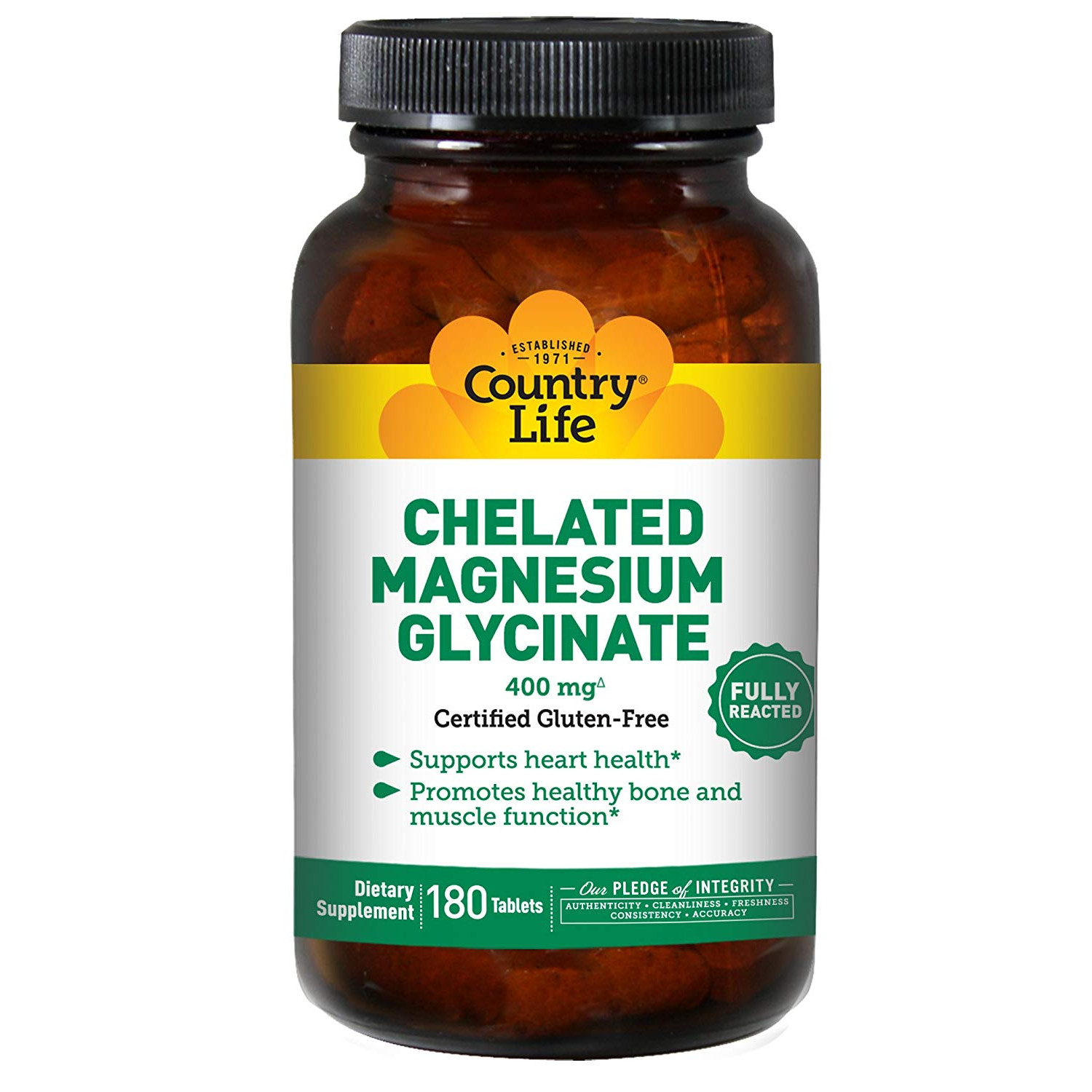 Country Life Chelated Magnesium Glycinate 400 mg 180 tabs - зображення 1