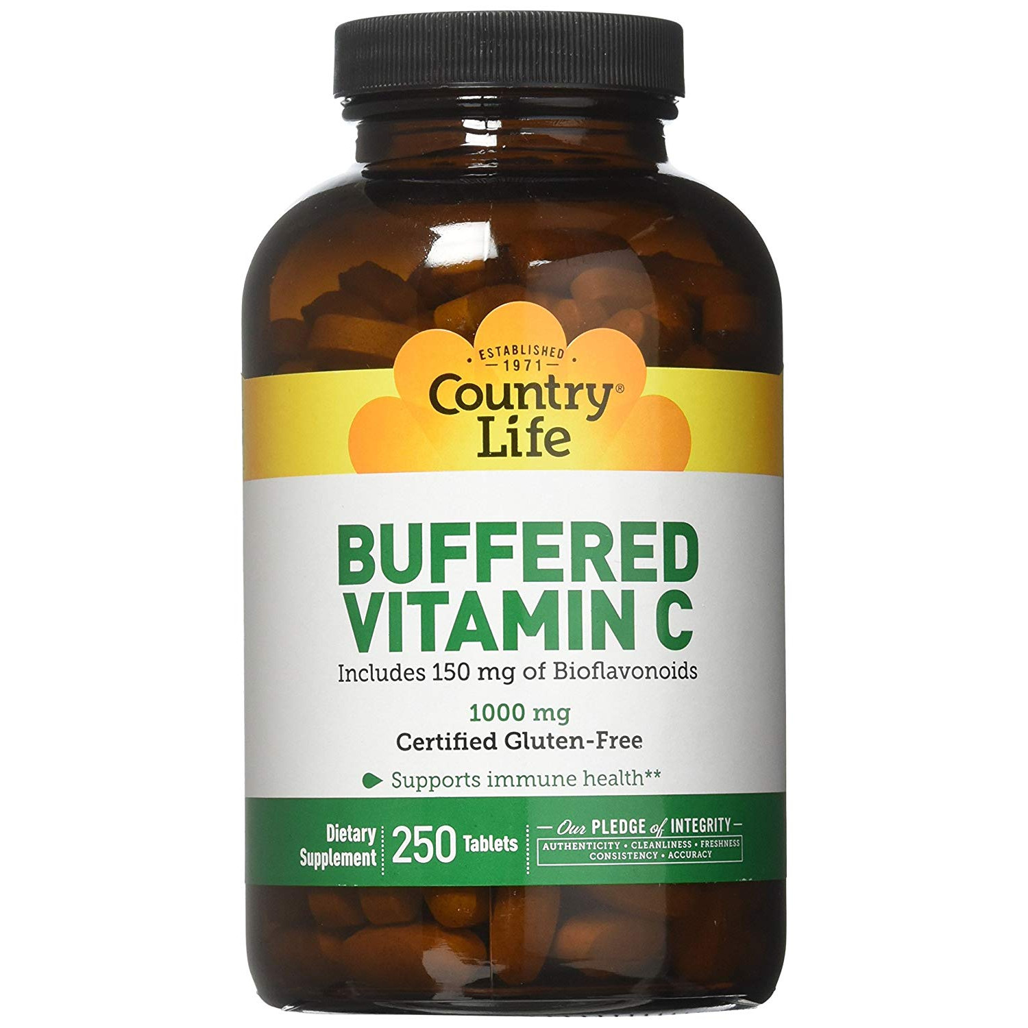 Country Life Buffered Vitamin C 1,000 mg 250 tabs - зображення 1