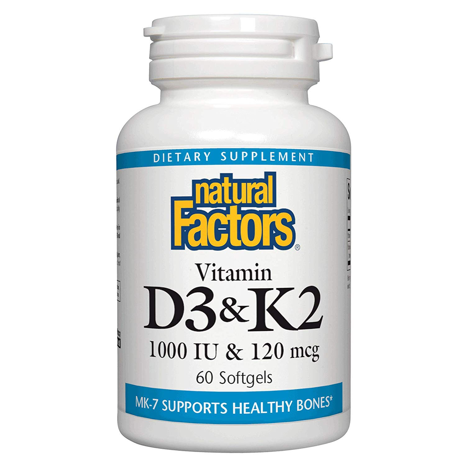 Natural Factors Vitamin D3 & K2 1000 IU & 120 mcg 60 caps - зображення 1