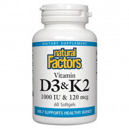Natural Factors Vitamin D3 & K2 1000 IU & 120 mcg 60 caps