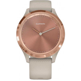 Garmin Vivomove 3s Rose Gold Stainless Steel Bezel w. Light Sand and Silicone B. (010-02238-02)