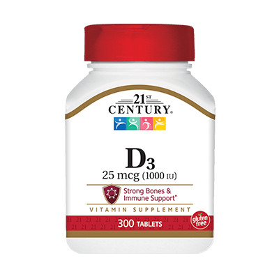 21st Century Vitamin D3 25 mcg /1000 IU/ 300 tabs - зображення 1