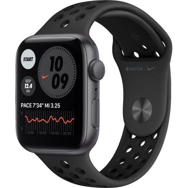 Apple Watch Nike SE GPS 44mm Space Gray Aluminum Case w. Anthracite/Black Nike Sport B. (MYYK2) - зображення 1