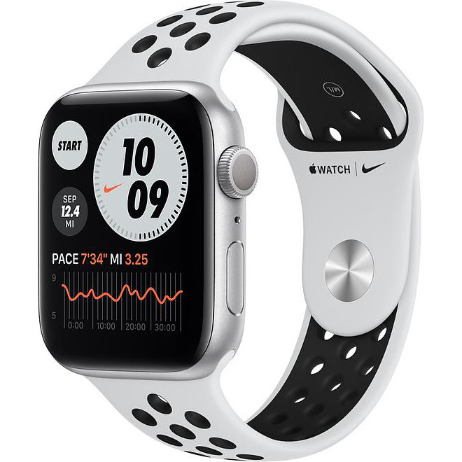Apple Watch Nike Series 6 GPS 44mm Silver Aluminum Case w. Pure Platinum/Black Nike Sport B. (MG293) - зображення 1