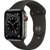 Apple Watch Series 6 GPS + Cellular 44mm Graphite Stainless Steel Case w. Black Sport B. (M07Q3) - зображення 1
