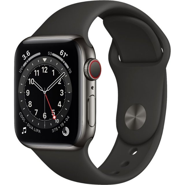 Apple Watch Series 6 GPS + Cellular 40mm Graphite Stainless Steel Case w. Black Sport B. (M02Y3) - зображення 1