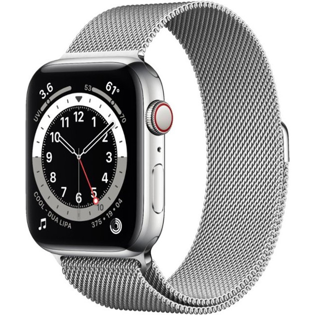 Apple Watch Series 6 GPS + Cellular 44mm Silver Stainless Steel Case w. Silver Milanese L. (M07M3) - зображення 1