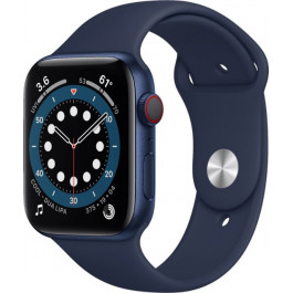 Apple Watch Series 6 GPS + Cellular 44mm Blue Aluminum Case w. Deep Navy Sport B. (M07J3)