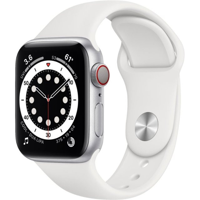 Apple Watch Series 6 GPS + Cellular 40mm Silver Aluminum Case w. White Sport B. (M02N3) - зображення 1