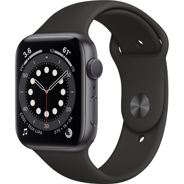 Apple Watch Series 6 GPS 44mm Space Gray Aluminum Case w. Black Sport B. (M00H3) - зображення 1