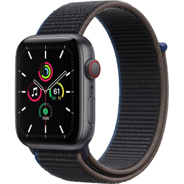 Apple Watch SE GPS + Cellular 44mm Space Gray Aluminum Case with Charcoal Sport L. (MYEU2/MYF12) - зображення 1