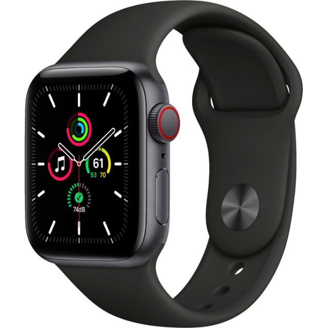 Apple Watch SE GPS + Cellular 40mm Space Gray Aluminum Case with Black Sport B. (MYED2) - зображення 1