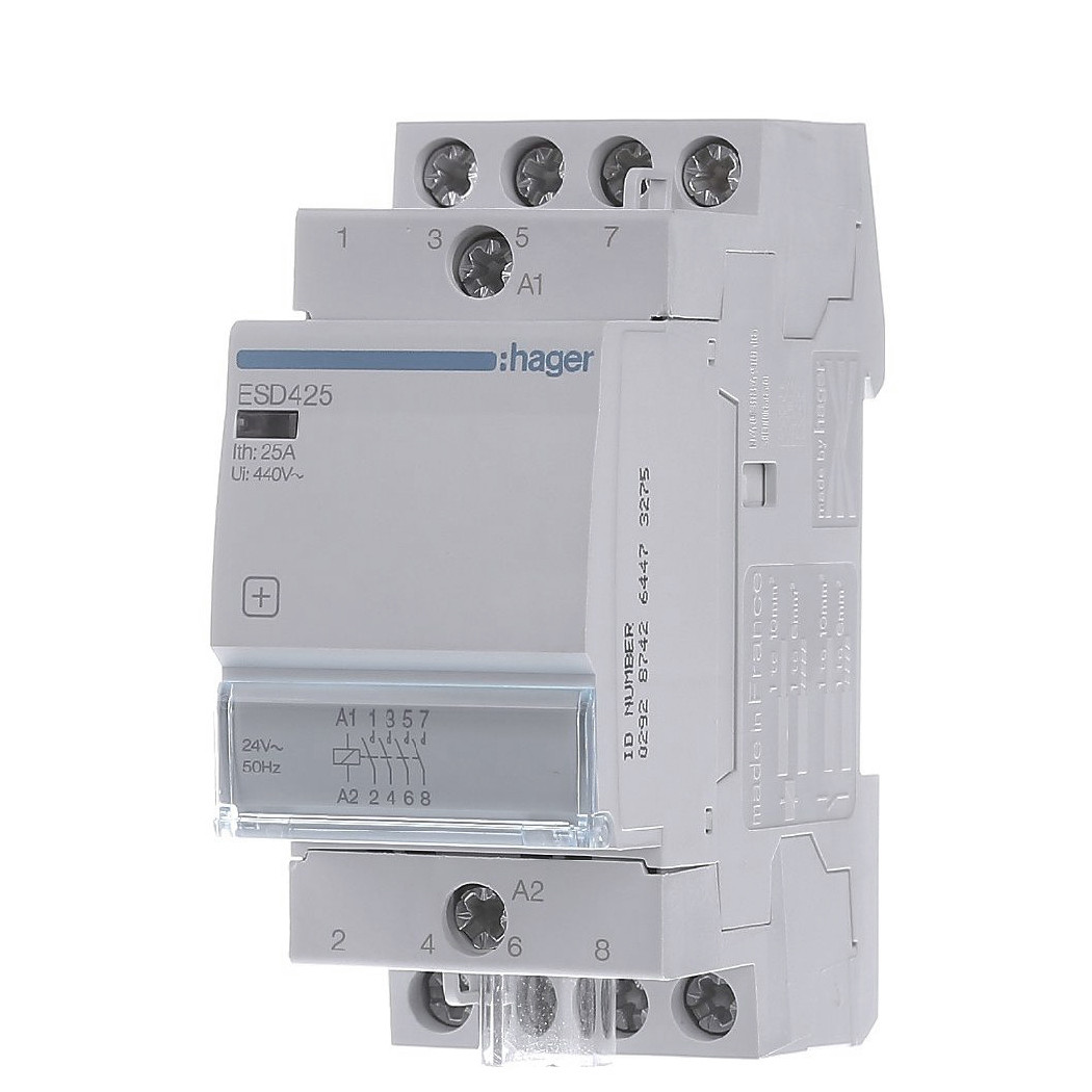 Hager 25A ESD425 (4НО, 24В) 2м (ESD425) - зображення 1