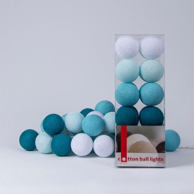 Cotton Ball Lights Гирлянда на 50 шаров 7,5м, Aqua - зображення 1
