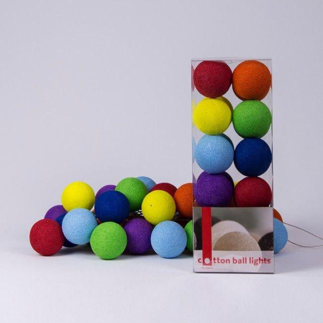Cotton Ball Lights Гирлянда на 50 шаров 7,5м, Rainbow - зображення 1
