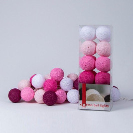 Cotton Ball Lights Гирлянда на 50 шаров 7,5м, Pink
