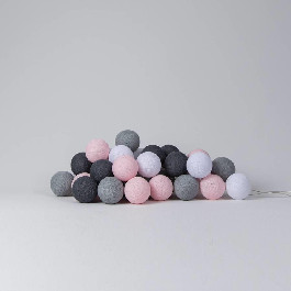 Cotton Ball Lights Гирлянда на 10 шаров 2,7м, Pink-Grey