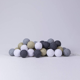 Cotton Ball Lights Гирлянда на 10 шаров 2,7м, Sand Grey