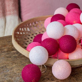 Cotton Ball Lights Гирлянда на 20 шаров 3,8м, Pink