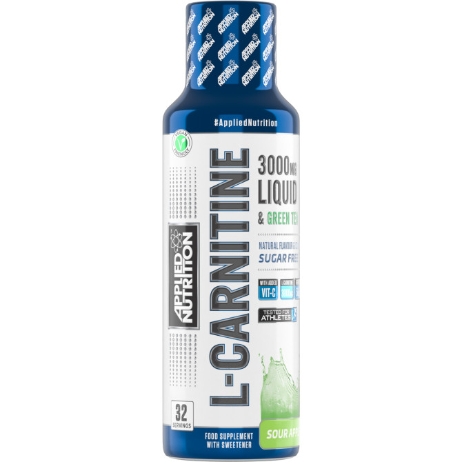 Applied Nutrition L-Carnitine Liquid 3000 with Green Tea 480 ml /32 servings/ Sour Apple - зображення 1