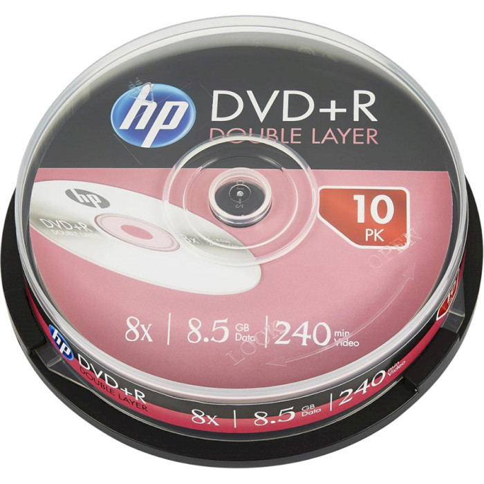 HP DVD+R DL HP 8.5GB 8x 10pcs/spindle (69309/DRE00060-3) - зображення 1