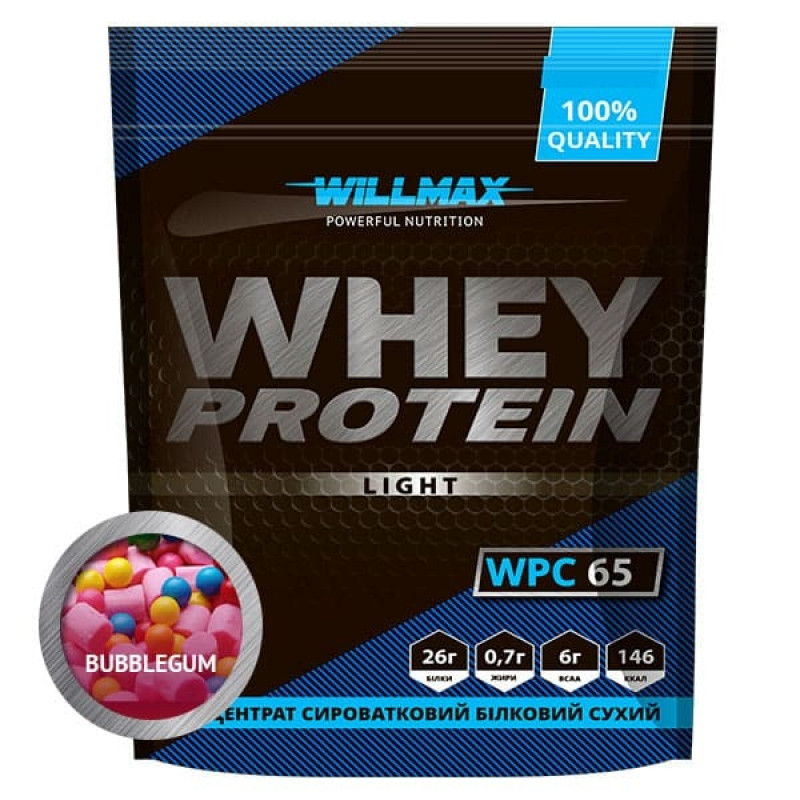 Willmax Whey Protein Light 65% 1000 g /25 servings/ Бабл Гам (wx214) - зображення 1