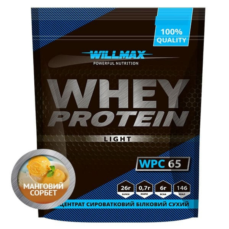 Willmax Whey Protein Light 65% 1000 g /25 servings/ Манговий Сорбет (wx211) - зображення 1