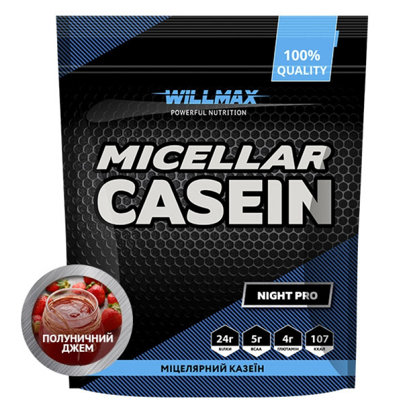 Willmax Micellar Casein 80% 900 g /30 servings/ Полуничний джем (wx502) - зображення 1